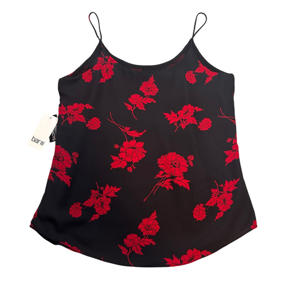 Bar III Black Red Floral Camisole Tank Top XXS NWT Date Night Blouse - Picture 6 of 11